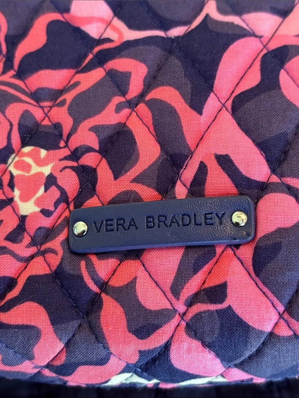Vera Bradley Pink Navy Floral Quilted Cosmetic Pouch Duo